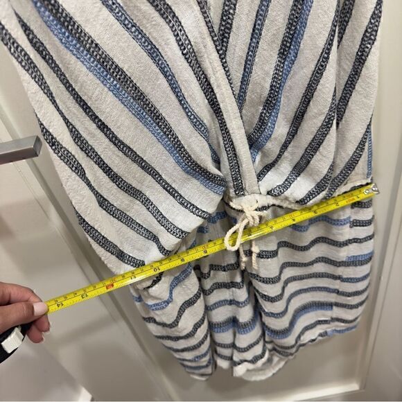 Blue/Black & oatmeal Striped Romper Size M - Picture 7 of 9